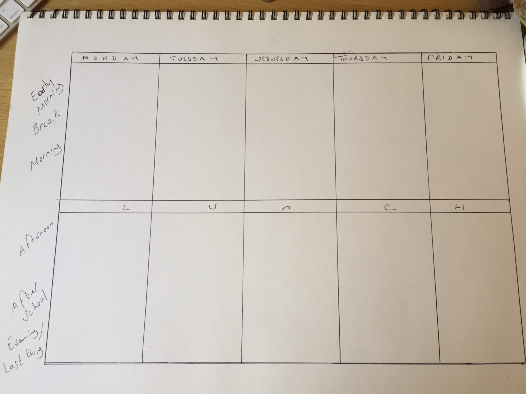 Hand drawn timetable